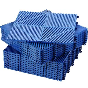 15.70 in. x 15.70 in. Outdoor Patio Pool Garage Blue Plastic Self-Draining Interlocking Floor Tile, 40-Pieces