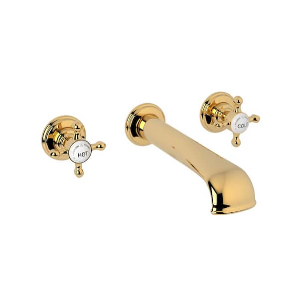 Edwardian 8 in. Widespread 2-Handle Bathroom Faucet in Unlacquered Brass