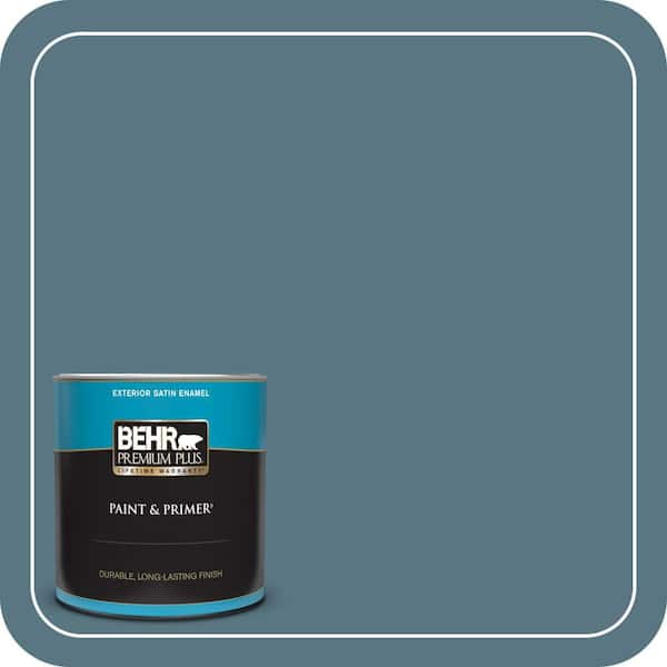 BEHR PREMIUM PLUS 1 qt. #MQ5-26 Hampton Surf Satin Enamel Exterior Paint & Primer