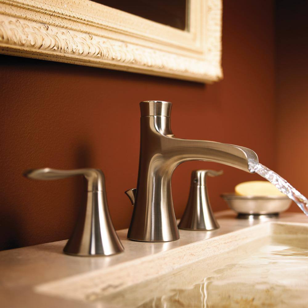 Brushed Nickel Widespread Waterfall Bathroom Faucet