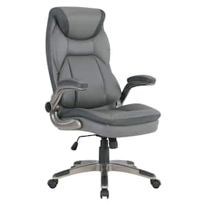 Work Smart Executive Bonded Leather Office Chair In Charcoal with Titanium Coated Nylon Base