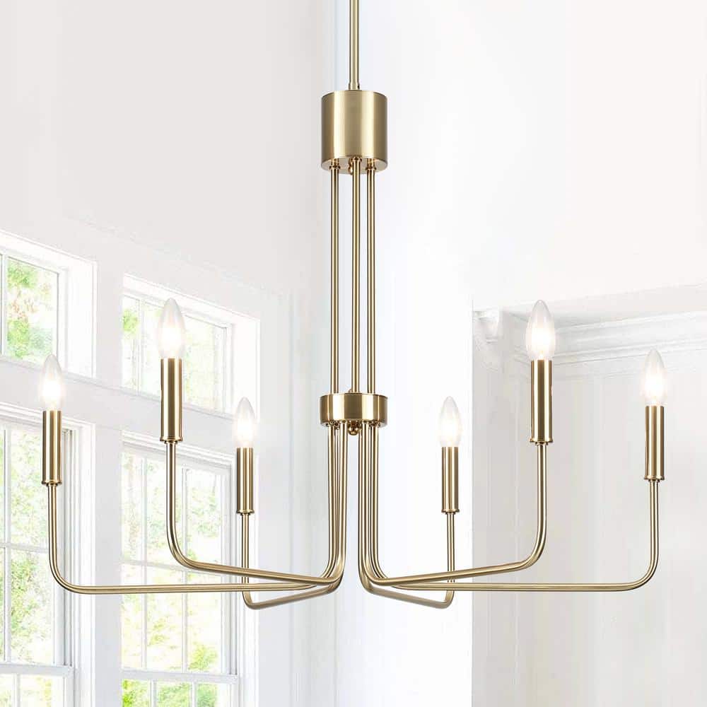 6-Light Gold Candle Style Modern Chandelier for Living Room price history on PriceWatchPro