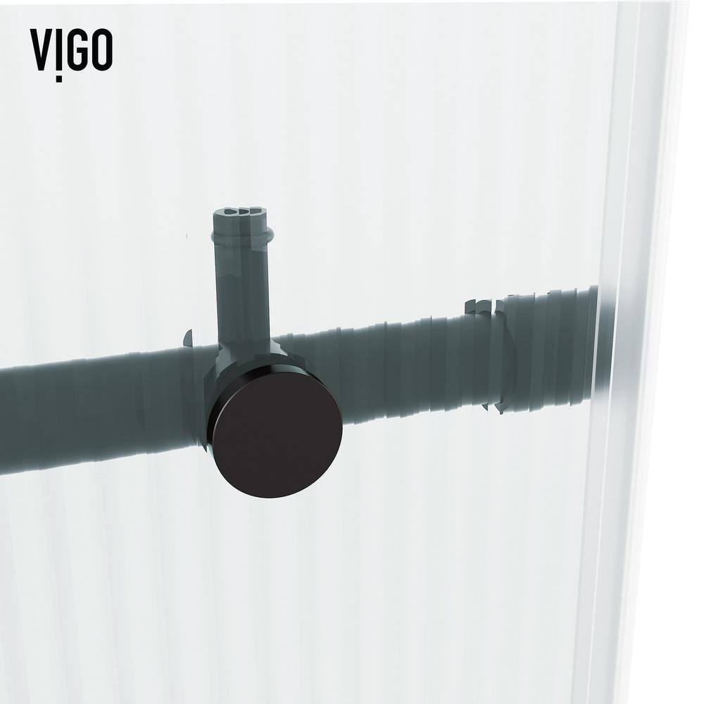 Elan E-Class 60" Matte Black Frameless Sliding Tub Door with Fluted Glass