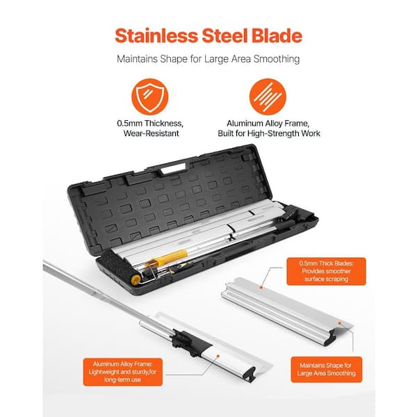 Laybus Stainless Steel Drywall Skimming Blade Set with 34 in. to 81.6 in. Extension Handle, Aluminum Handle, 5-Versatile Sizes Laybus Stainless Steel Drywall Skimming Blade Set with 34 in. to 81.6 in. Extension Handle, Aluminum Handle, 5-Versatile Sizes