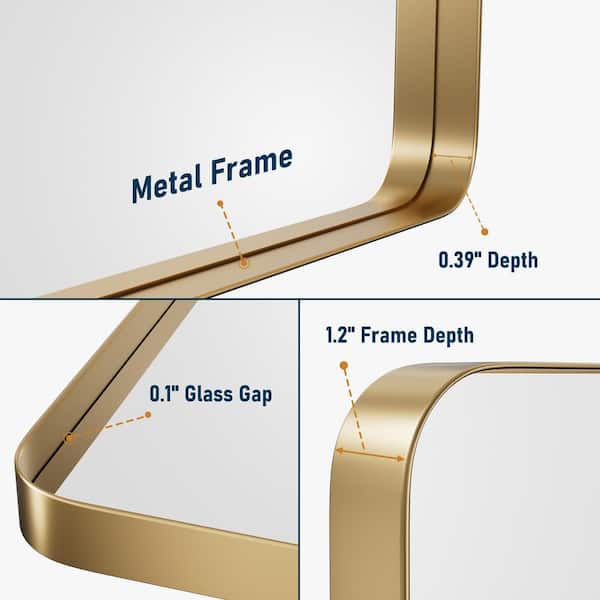 24 in. W x 36 in. H Large Rectangular Metal Framed Wall Mounted Wall Bathroom Mirrors Bathroom Vanity Mirror in Gold