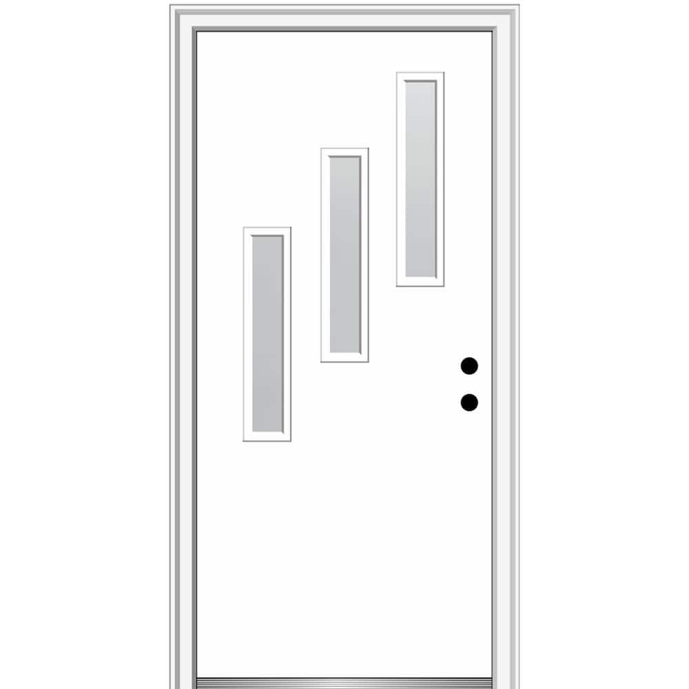 Davina 36 in. x 80 in. Left-Hand Inswing 3-Lite Frosted Glass Primed Fiberglass Prehung Front Door on 4-9/16 in. Frame price history on PriceWatchPro