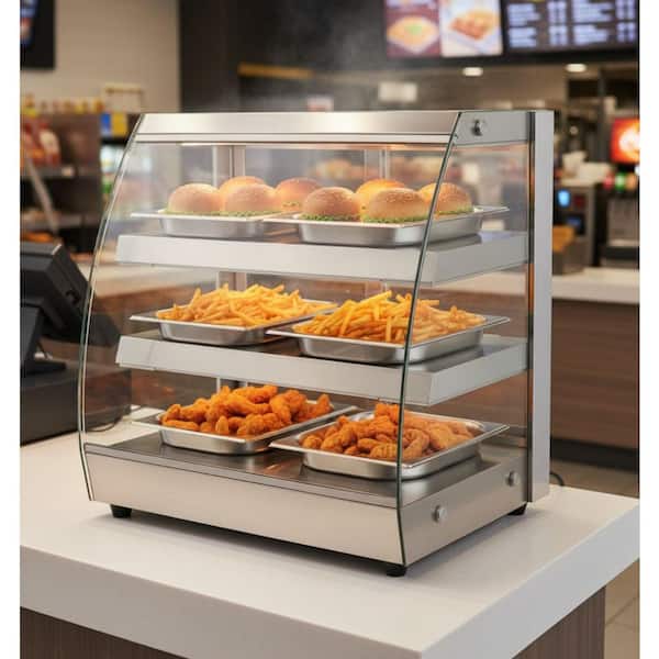 2 Layer Electric Food Warmer Display Showcase Commercial Glass