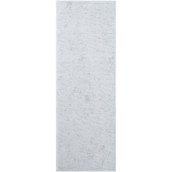 Livabliss Quebec Gray/Blue Solid 3 ft. x 10 ft. Indoor Machine-Washable Runner Area Rug