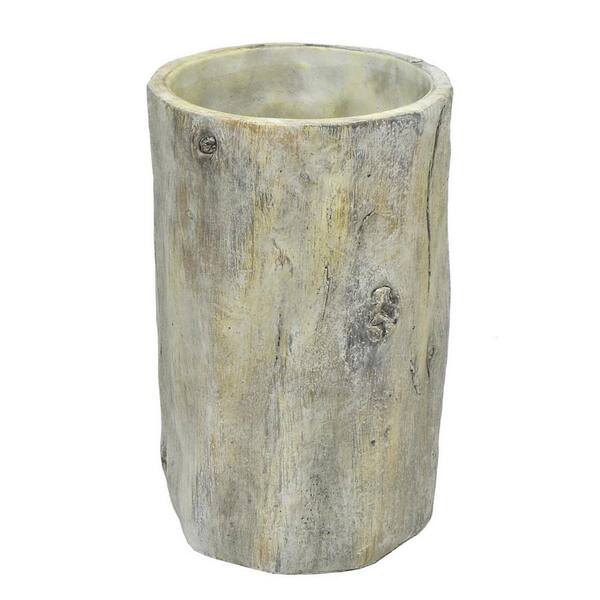 THREE HANDS Grey Wood Look Clay Planter