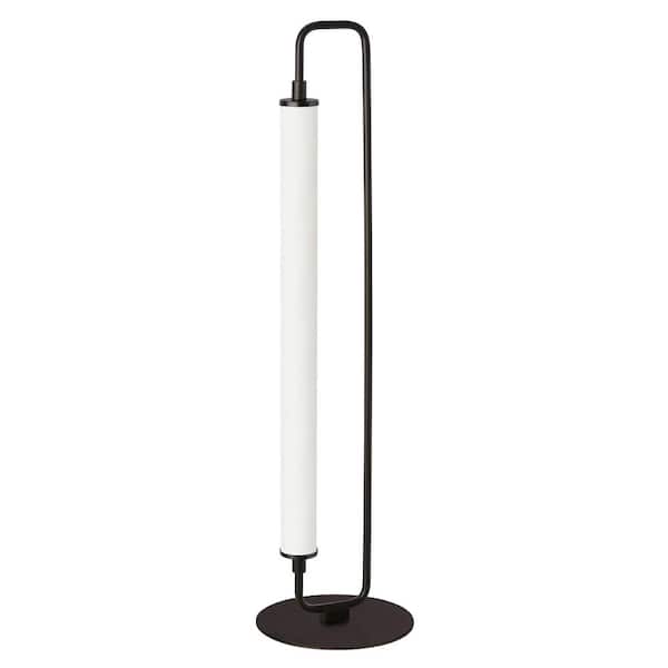 Dainolite Freya 26.5 in. Black Transitional Integrated LED Round Table Lamp with White Acrylic Shade