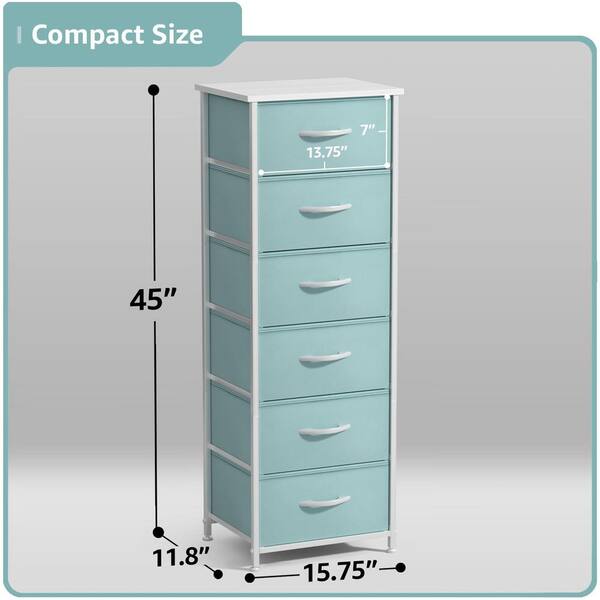 Sorbus Aqua 6 Drawer 15.75 in Wide Chest of Drawers, Tall Dresser