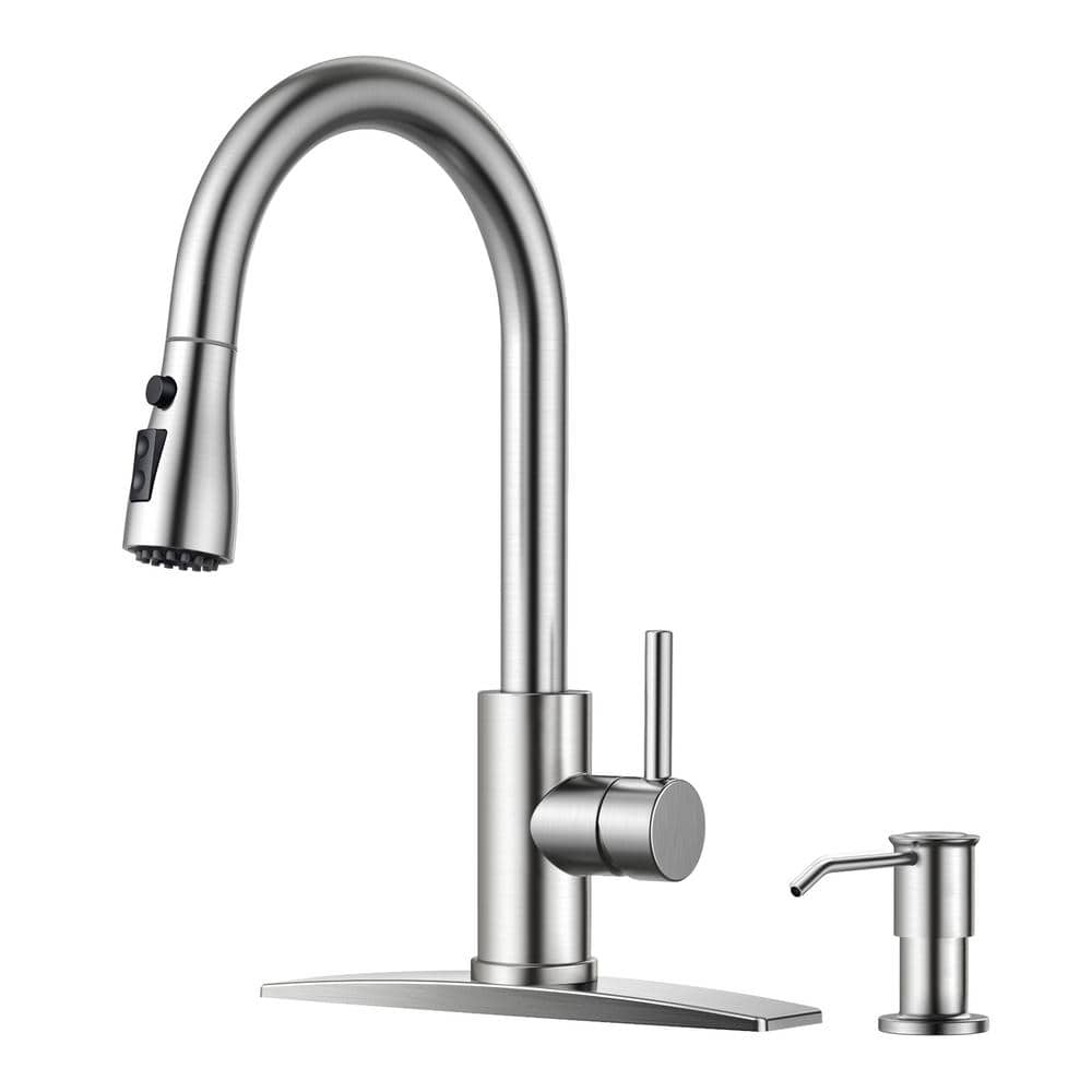 Single Handle Pull Down Sprayer Kitchen Faucet Gooseneck Kitchen Sink Fauce