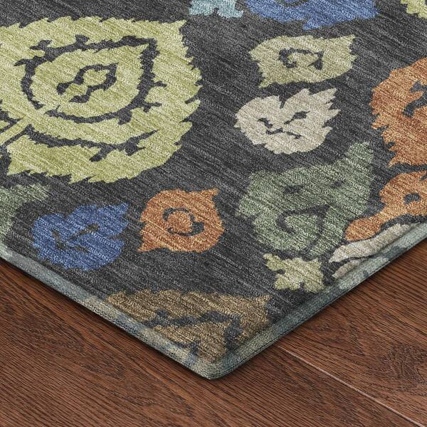 Mayfield Premium Machine Washable Abstract AMF2460 Charcoal 10 ft. x 14 ft. Area Rug