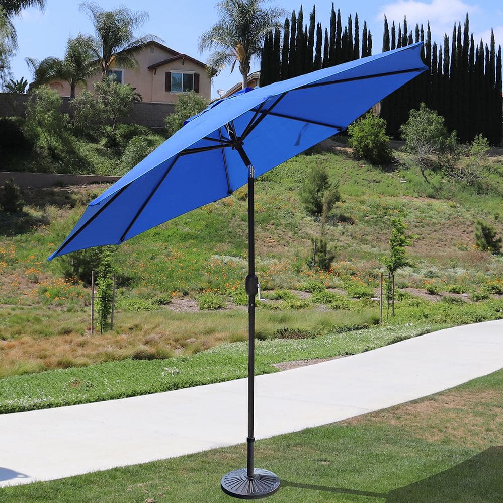 Maypex 9 ft. Steel Crank and Tilt Market Patio Umbrella in Royal Blue 300002B The Home Depot