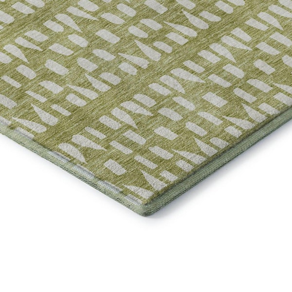 Mayfield Premium Machine Washable Abstract AMF963 Aloe 9 ft. x 12 ft. Area Rug