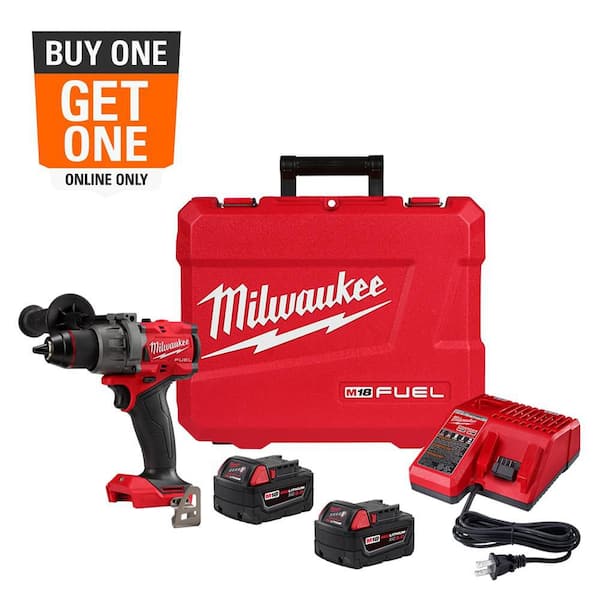 M18 FUEL 18V Lithium-Ion Brushless Cordless 1/2 in. Hammer Drill Driver Kit with Two 5.0 Ah Batteries and Hard Case
