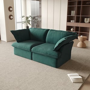 82.6 in. Green Linen 2-Seater Down-Filled Free Combination Modular Loveseat Sofa