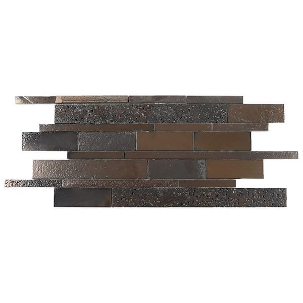 Ivy Hill Tile Deco Lava Ledger Bronze 4 in. x 0.39 in. Metallic Lava Stone Floor and Wall Mosaic Tile Sample