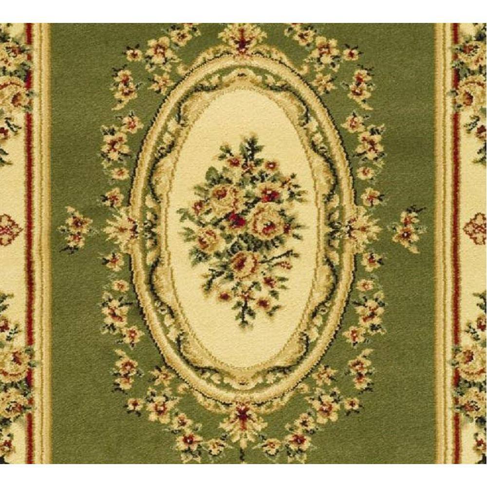 Sage and Ivory Floral Rectangular Synthetic Area Rug
