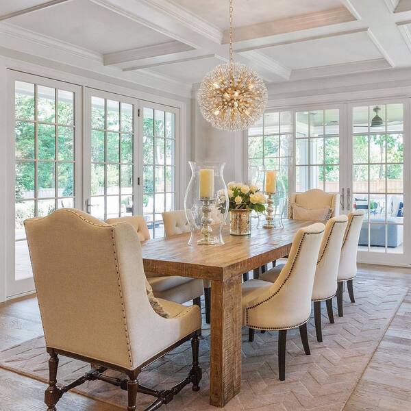 6 Light Sputnik Brass Dimmable Globe Ball Chandelier With Crystal Beaded