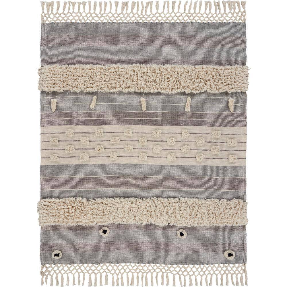 Handwoven Gray and Beige Cotton Reversible Throw Blanket