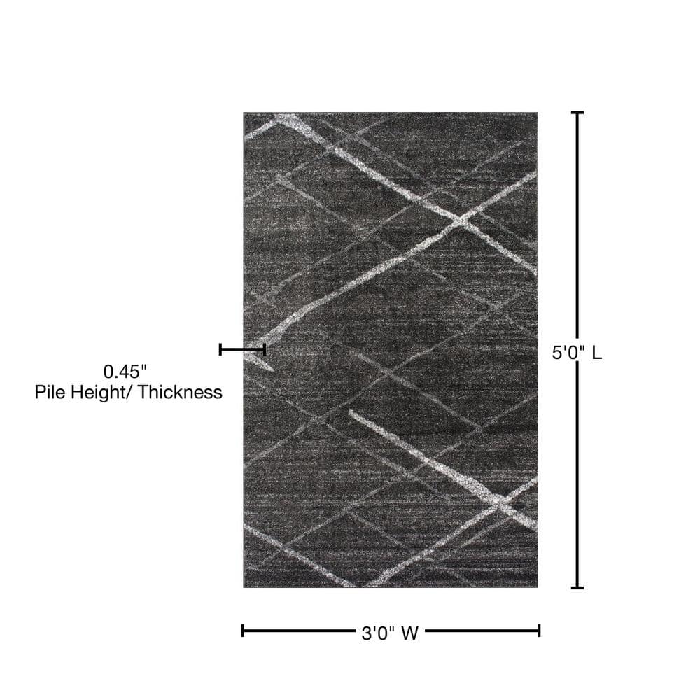 Thigpen Modern Crisscross Lines Area Rug, 3' x 5', Dark Grey