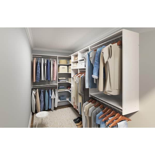 Vertical White Closet Organizer Shelves Storage 24" System Wood Shelf Hang Rods 