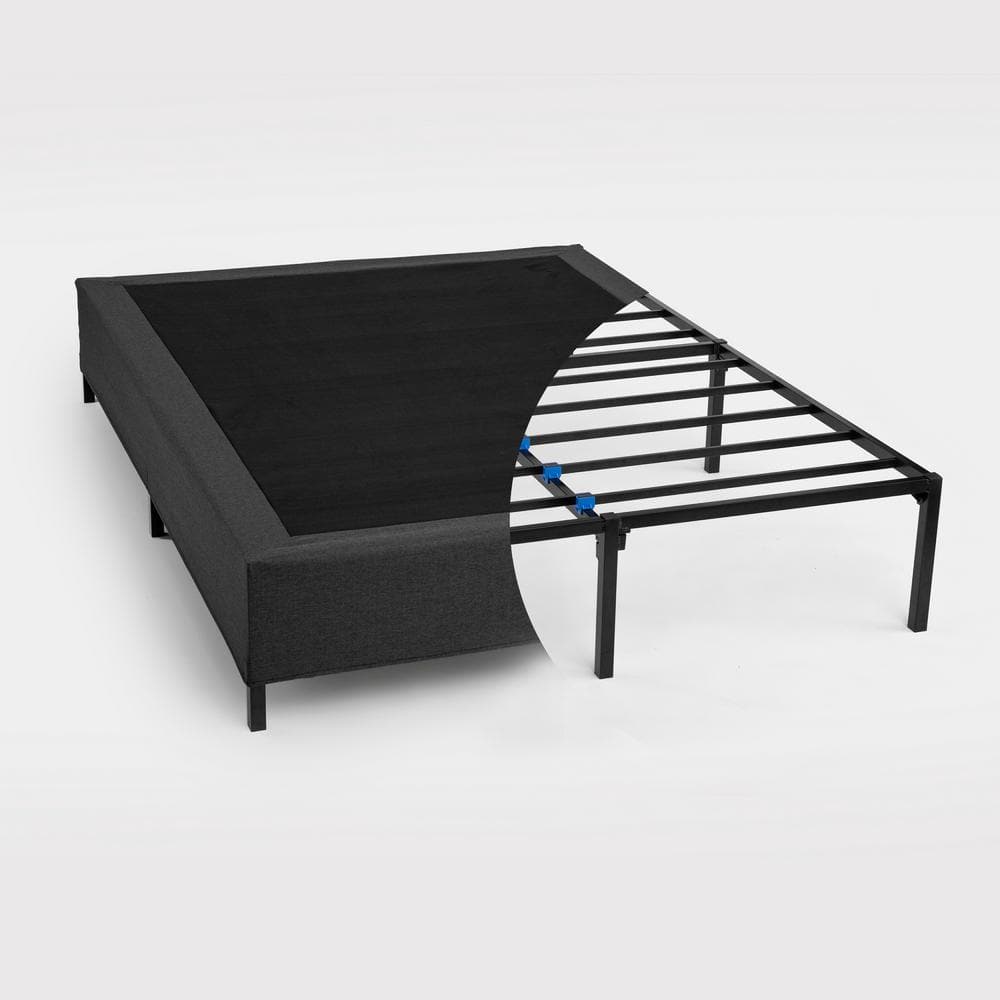King Size Black Metal Mattress Foundation with Quick Snap Assembly