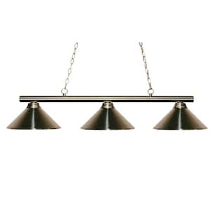 Sharp Shooter 3-Light Brushed Nickel with Metal Brushed Nickel Shade Billiard Light with No Bulbs Included