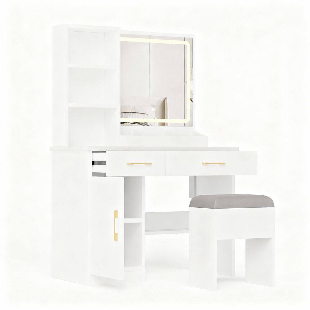 Grid Small Vanity Organizer in White with Mirror and Light, Cosmetic Makeup Storage price history on PriceWatchPro