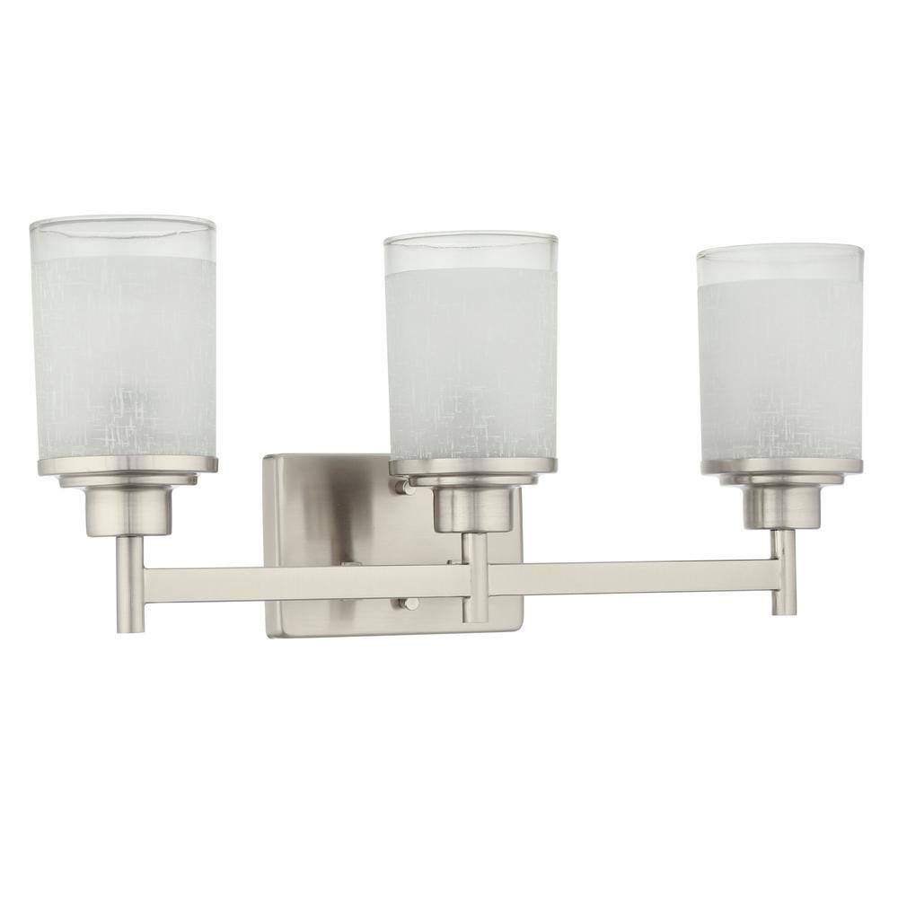 Brushed Nickel 3-Light Cylinder Bath Vanity Fixture