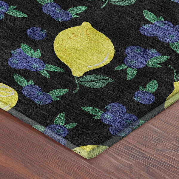 Mayfield Premium Machine Washable Abstract AMF2354 Black 2 ft. x 7 ft. Runner Rug