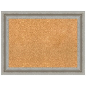 Parlor Silver 33.50 in. x 25.50 in. Framed Corkboard Memo Board