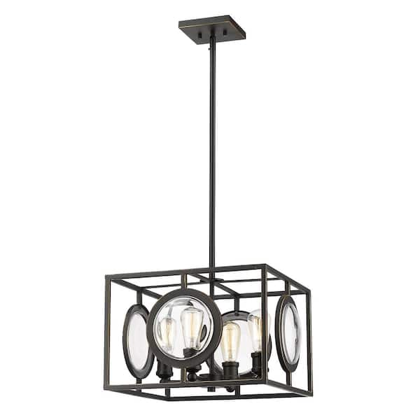 Port 100-Watt 4-Light Olde Bronze Island Pendant Light with No Bulb ...