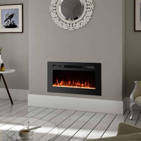 CASAINC 30 in. Built-in and Wall Mounted Electric Fireplace in Black  CA-SMD-01 - The Home Depot