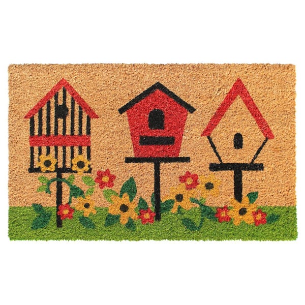 Unbranded Welcome Birdhouse Garden Multi 18 in. x 30 in. Coir Non-Slip Outdoor Door Mat
