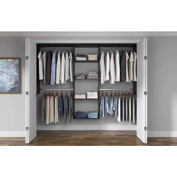 Essential Plus 60 in. W - 96 in. W Espresso Wood Closet System