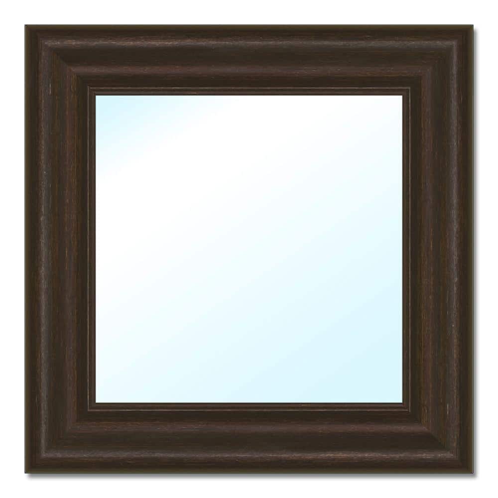 Small Square Brown Classic Mirror (17.75 in. H x 17.75 in. W)