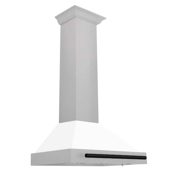 ZLINE Kitchen and Bath Autograph Edition 30 in. 400 CFM Ducted Vent Wall Mount Range Hood in Fingerprint Resistant Stainless & White Matte