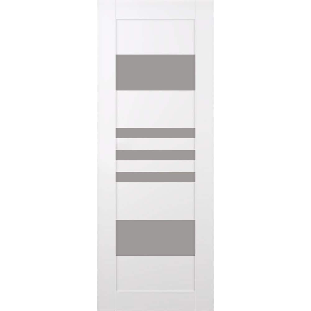 Leti 24 in. x 96 in. No Bore 5-Lite Frosted Glass Snow White Wood Composite Interior Door Slab -  Belldinni, 263536