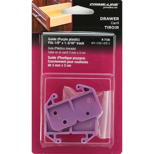 Prime-Line 3/32 in. x 1-3/16 in., Purple Drawer Guide Kit R 7130