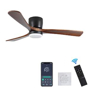 Blade Span 42 in. Indoor Black Modern Flush Mount Ceiling Fan with LED Light Bulbs with Remote Control