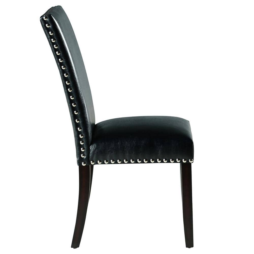 Ebony Black Metal Parsons Side Chair with Nailhead Trim