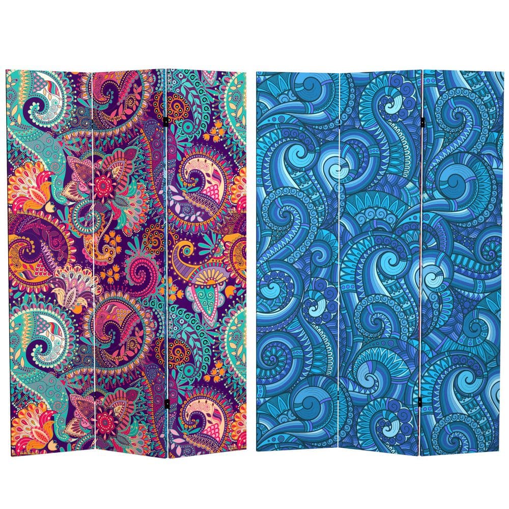 Psychedelic Wallpaper 6 ft. Printed 3-Panel Room Divider
