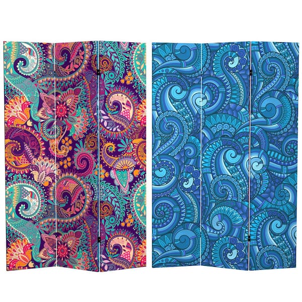 RED LANTERN Psychedelic Wallpaper 6 ft. Printed 3-Panel Room Divider