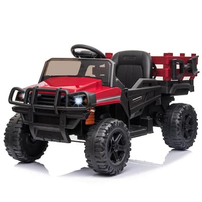 12-Volt Red 1-Seater Ride-On Kids Car Truck Toy with MP3/USB Input for Music, Suspension and Parent Remote Control