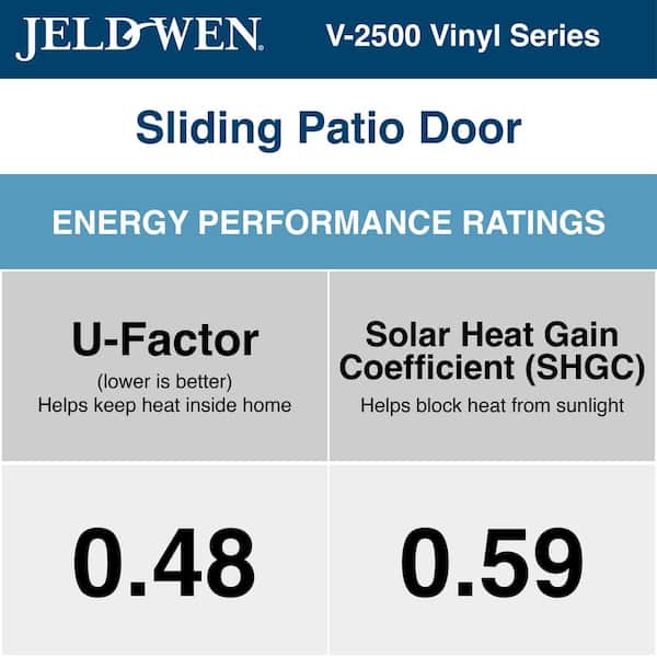 V-4500 72 in. x 80 in. White Vinyl Right-Hand Sliding Patio Door with Low-E Argon Glass and Blinds, Screen Included