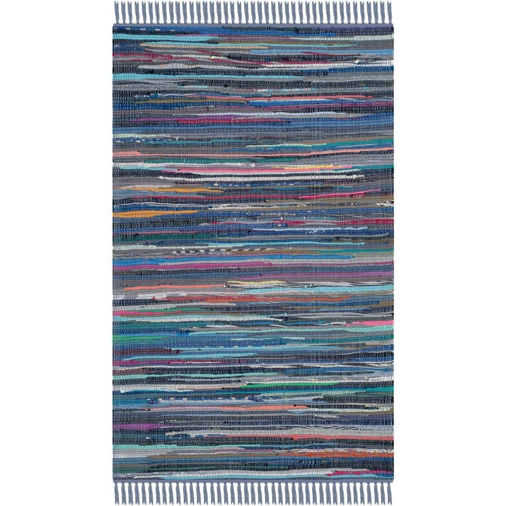 SAFAVIEH Rag Rug Purple/Multi 3 ft. x 4 ft. Striped Area Rug RAR121D24