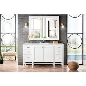 Addison 60 in. W x 23.5 in. D x 35.5 in. H Bathroom Vanity in Glossy White with Arctic Fall Solid Surface Top