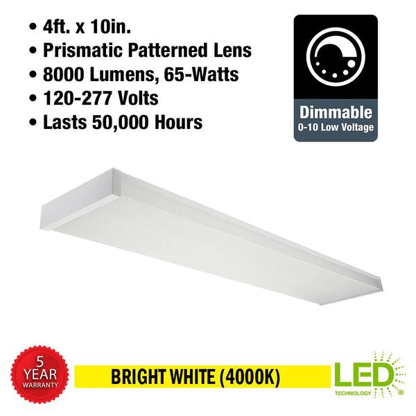 Commercial Electric 4 ft. x 10 in. 8000 Lumens 120 277 Volt LED